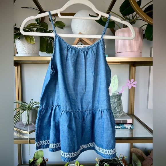 Old Navy Blue Denim Spaghetti Strap Top with Cinched Waist for L 10-12 - Picture 1 of 4